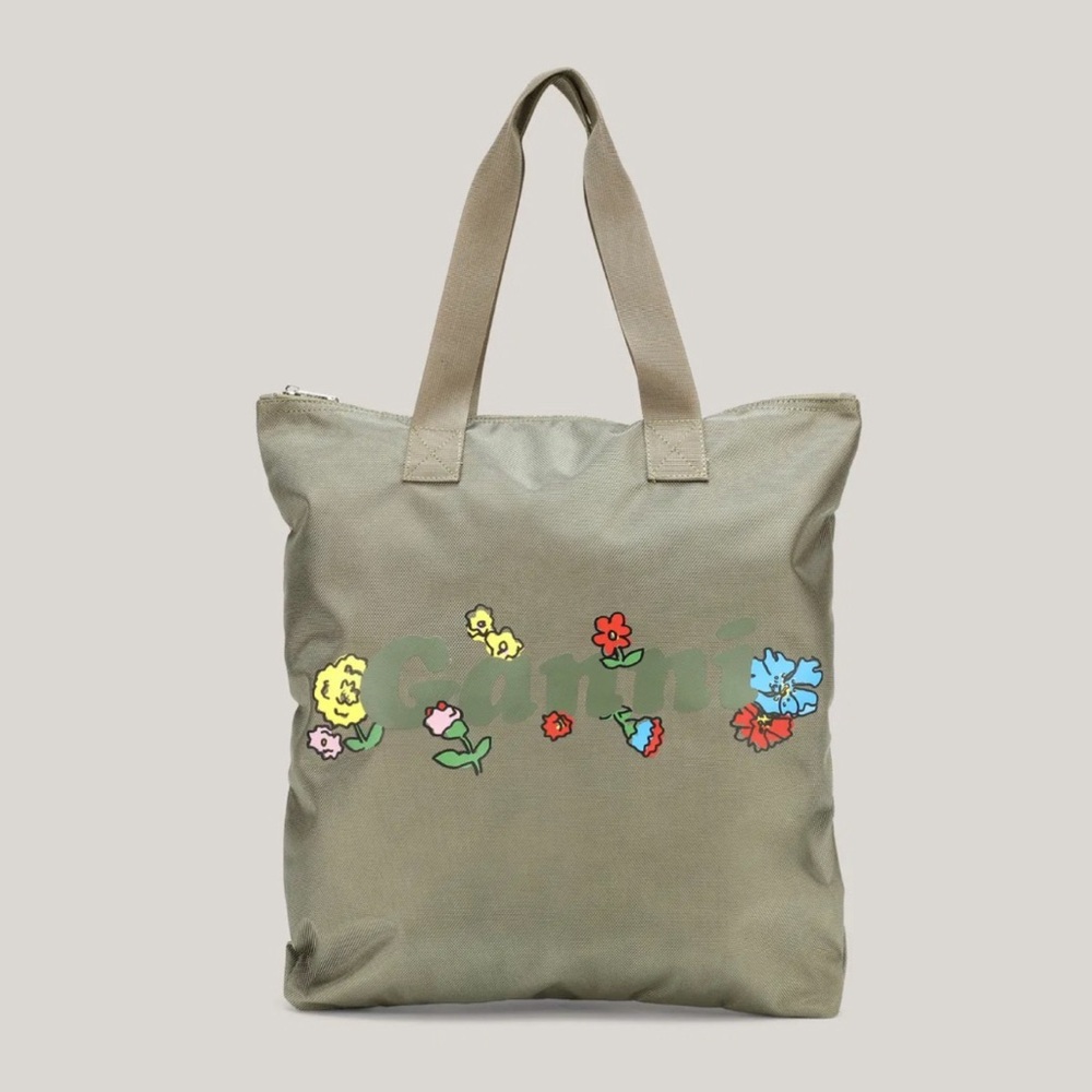 Ganni | Nylon Tote in Olive color
